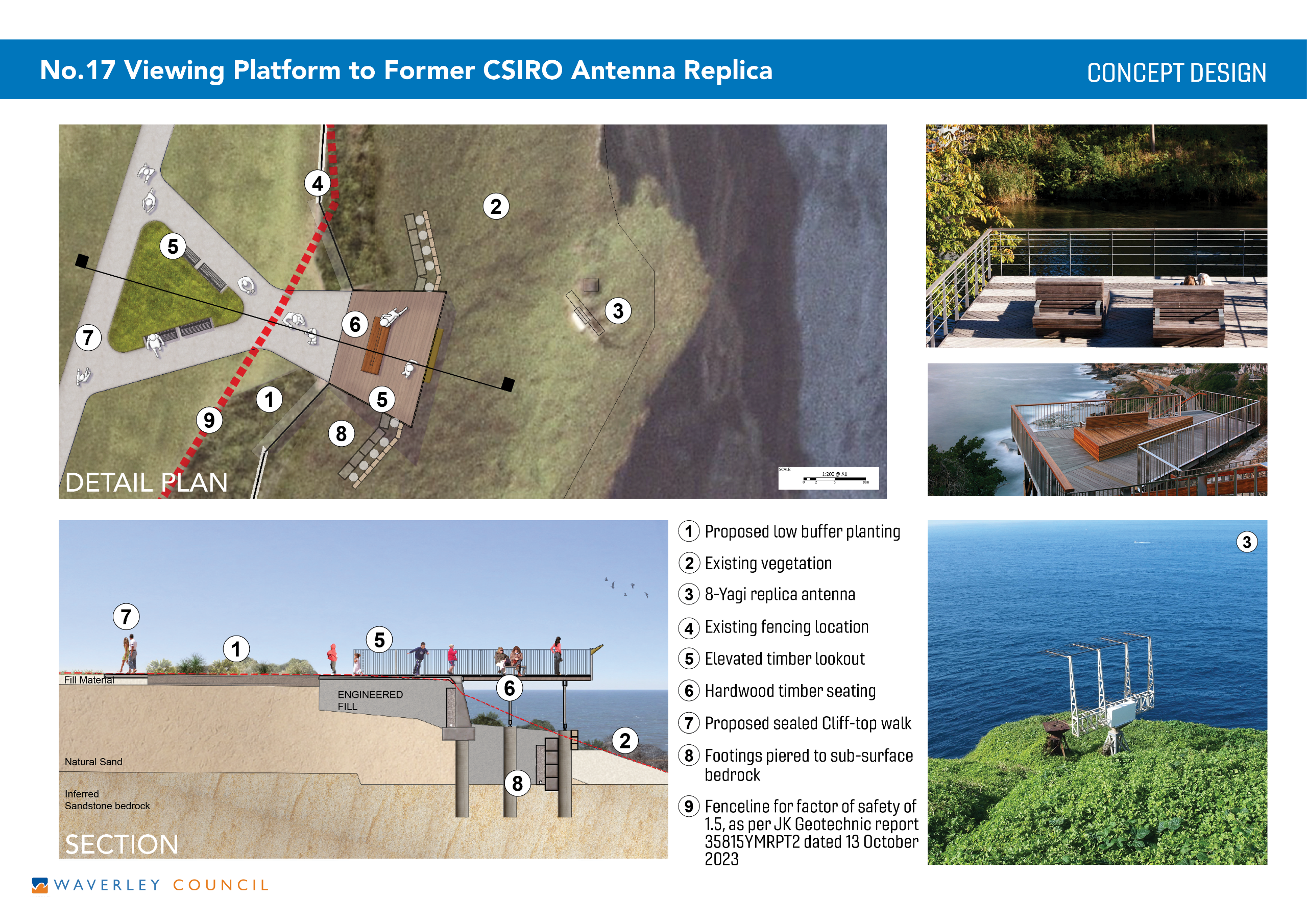 Concept design for viewing platform overlooking to CSIRO antenna replica
